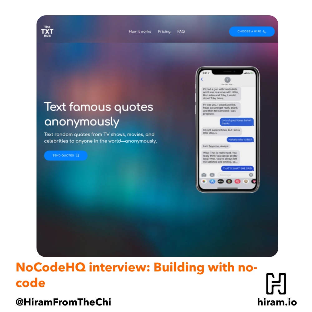 An image featuring The Txt Hub's homepage.