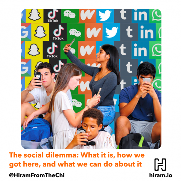 A group of teens all on their phones in front of a wall plastered with the logos of social media platforms.