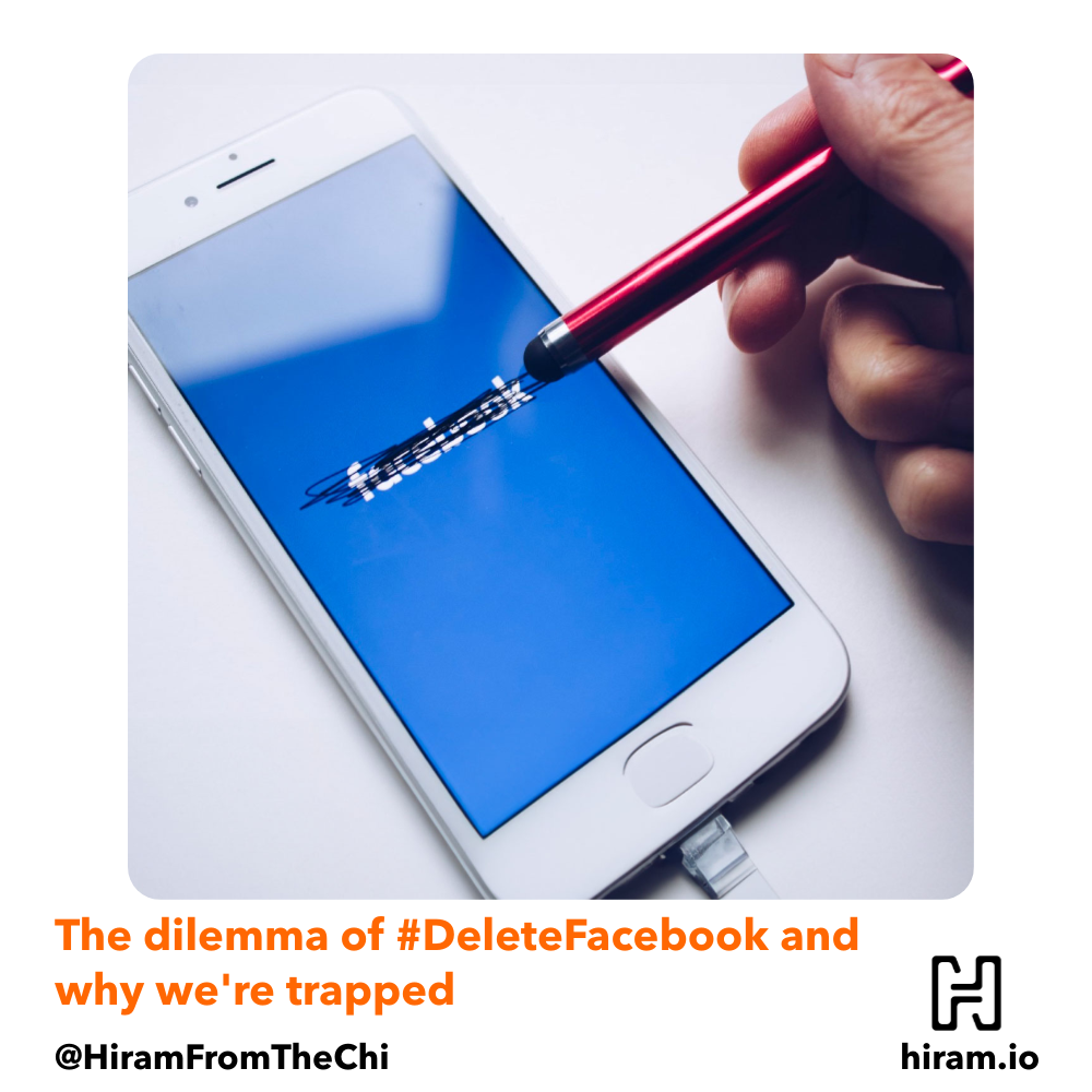 A person crosses out Facebook on their phone.